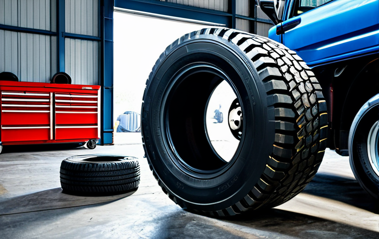 **

"A professional truck mechanic, fully clothed in work overalls, inspecting a large truck tire in a well-lit garage.  Tools are neatly organized in the background. Safe for work, appropriate content, perfect anatomy, professional, high quality."

**