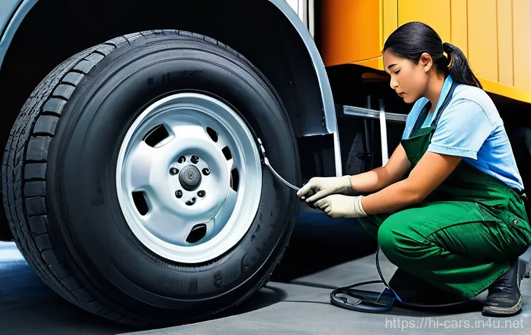 특수 차량의 소모품 교체 주기 - **Prompt 1: Dedicated Mechanic Performing Engine and Brake Check on a Delivery Van**
    "A clean, w...