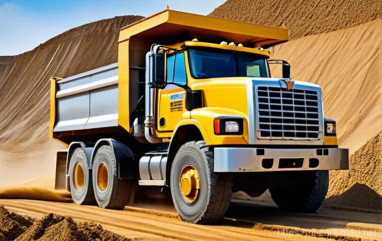 트레일러와 덤프트럭의 유지비 비교 - **Prompt:** A clear, well-composed image featuring a skilled male mechanic in his early 30s, wearing...