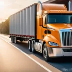 트레일러와 스킵 로더의 차이 - **Long-Distance Construction Haul:**
"A powerful, modern semi-truck pulling a robust flatbed tra...