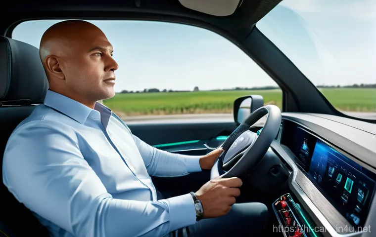 대형 트럭의 핸들링 개선 기술 - **Prompt 1: Futuristic Truck Cabin with Confident Driver**
"A male or female truck driver, mid-4...