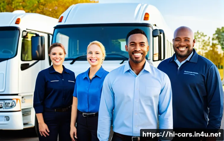특수 차량 운전 면허 취득 방법 - **Prompt:** A diverse group of professional heavy vehicle drivers, including men and women of variou...